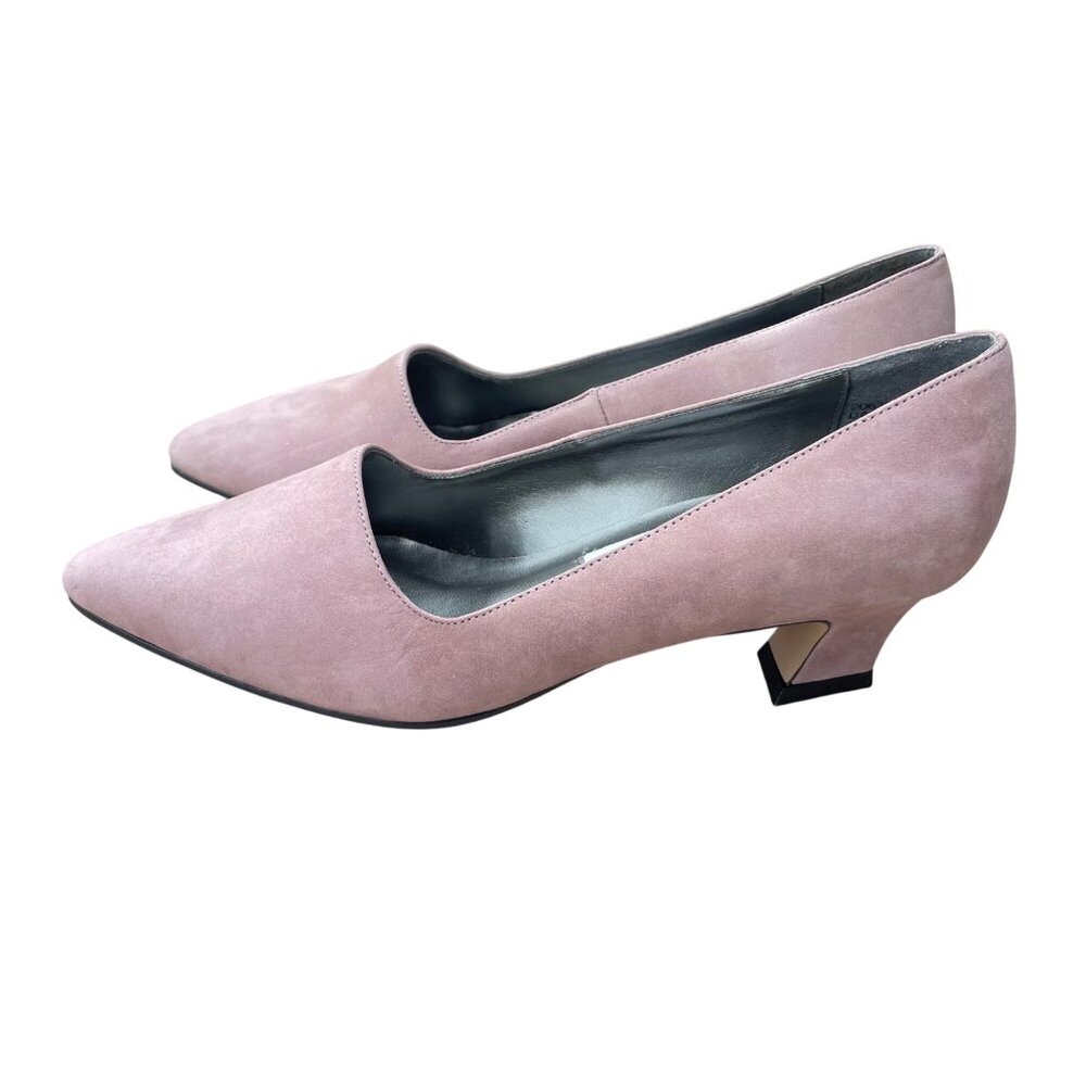 Vintage Capezio 90s Womens 8 Dusty Purple Lavender Suede Low Heel Pumps NOS Box